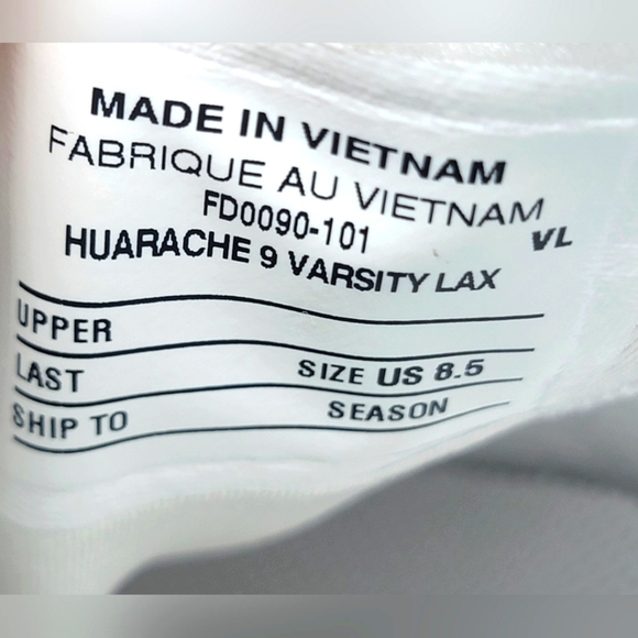 Nike Huarache 9 Varsity LAX Lacrosse Cleat White/Black Men Sz 8.5 FD0090-101 New main image 7